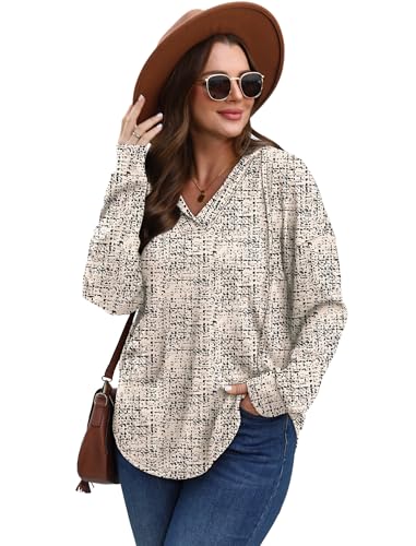 Image of Sampeel Hoodies for Women Trendy Fall Fashion 2025 V Neck Oversized Sweatshirt Plus Size Tops Clothes