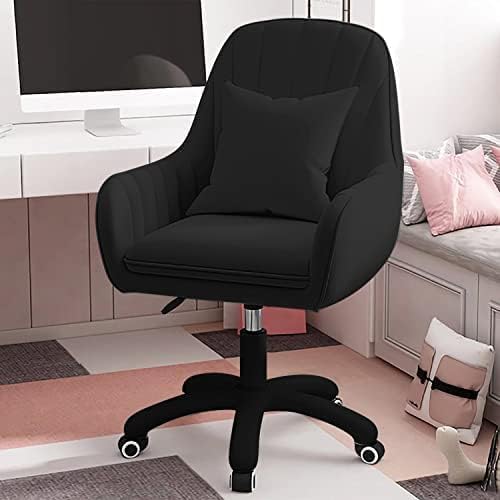 Silla de oficina en casa, silla de computadora con respaldo medio tapizado moderno copetudo, silla giratoria de altura ajustable de terciopelo