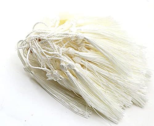 MSCFTFB 120 Pieces 5inch Silk Floss Tassels with Hang Loops Mini Tassels Mala Tassel Kits for Bookmarks Earring Dreamcatcher Jewerly Making Belt Clothing Curtain Decorations (Ivory)