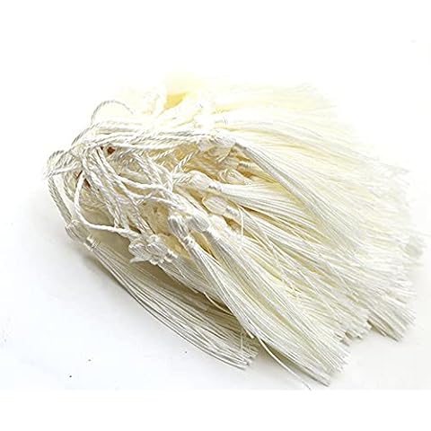 Miss Craft MSCFTFB 120 Pieces 5inch Silk Floss Tassels with Hang Loops Mini Tassels Mala Tassel Kits for Bookmarks Earring Dreamcatcher Jewerly Making Belt Clothing Curtain Decorations (Ivory) Cover