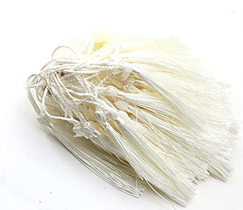 Mscftfb 120 Pieces 5Inch Silk Floss Tassels With Hang Loops Mini Tassels Mala Tassel Kits For Bookmarks Earring Dreamcatcher Jewerly Making Belt Clothing Curtain Decorations (Ivory) #TOP9