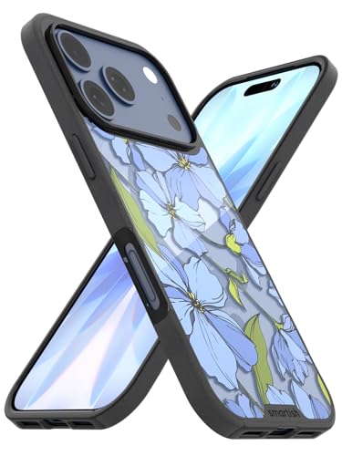 Image of Smartish iPhone 17 Pro MagSafe Clear Case - Gripmunk Magnetic Slim Case [Lightweight + Protective] Anti-Yellowing Thin Grip Clear Cover for Apple iPhone 17 Pro - Blue Blossoms