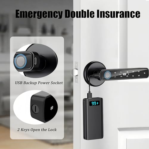 Smart Lock Door Handle, 5 in 1 Fingerprint Electronic Digital Locks with APP IC Card Fingerprint Keys Keyless Passcode Automatic Finger Print Handle for Bedroom Home Office Apartment Hotel - Image 5