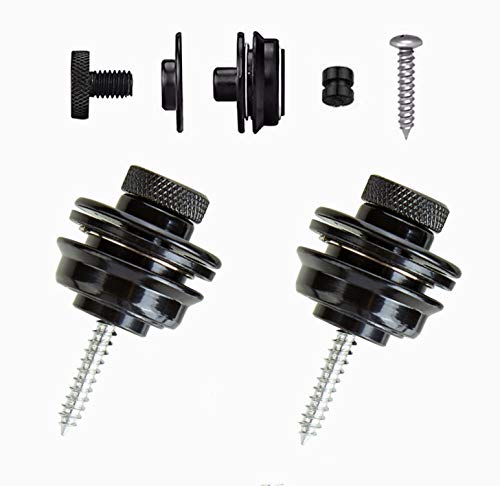 Zhixuanda 2 Packs Guitar Strap Lock Set Heavy Duty Metal Button Security Straplock Quick Release Strap Retainer System For Electric Acoustic Guitar, Bass, Ukulele (Black)