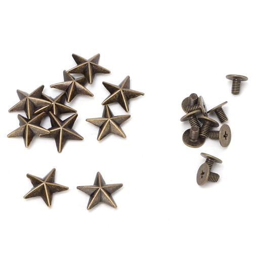 Oumefar 10 Pièces Vis étoile en Métal Clou Rivet Goujon Rivet Pointe Vis pour Cuir Artisanat Ceinture Sacs Chaussures Bricolage Décoration(14mm convex bronze)