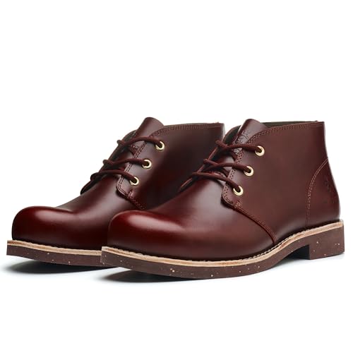 SL-Saint Handgefertigte Klassische Chukka-Stiefel Für Männer Mode Echtes Rindsleder Bequeme Schuhe 5‘’ Geschnürt (RotBraun Leder, Erwachsene, Herren, 44, Numerisch, EU Schuhgrößensystem, Breit)