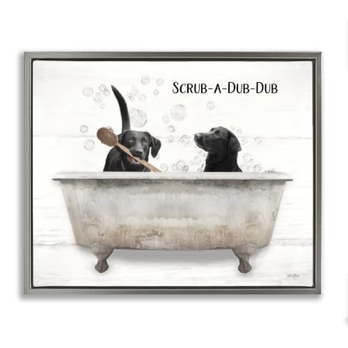 Scrub a Dub Dog Bath Humor, 17 x 21 Inch Canvas in Floater Frame