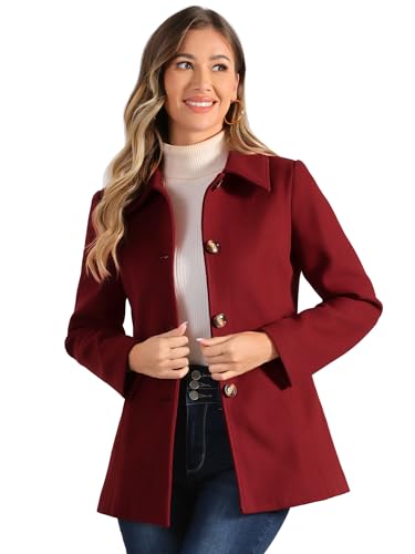 Image of Allegra K Womens Work Office Winter Overcoat Single Breasted Point Collar Pea Coat X-Large Red