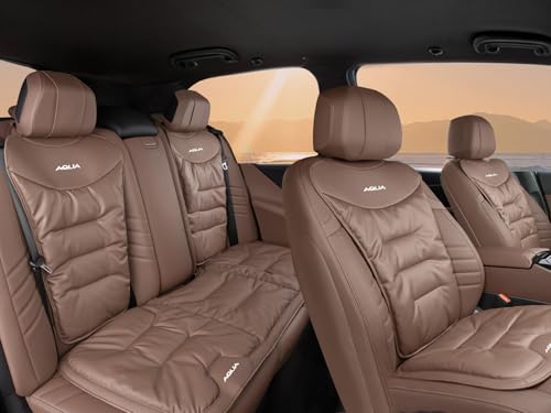 アクア 専用 車 シートカバー, レザー 防水 防汚 カーシート クッション ベルベットの裏地, 運転席 助手席 後部座席 車 座布団, Aqua nhp10 アクア専用 カスタム アクセサリー 内装パーツ カー用品 (ブラウン 7枚, アクア Aqua)