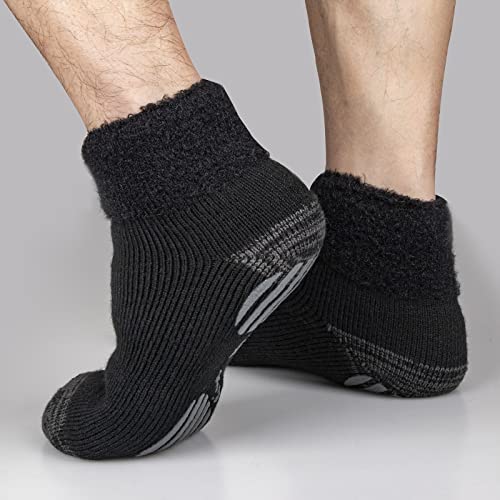 Yuedge 2 Pairs Mens Slipper Socks Fuzzy Socks Men's Winter Warm Socks Non Slip Cozy Socks Grip Socks Hospital Socks Thermal Socks For Mens Socks Size 9-11 #TOP6