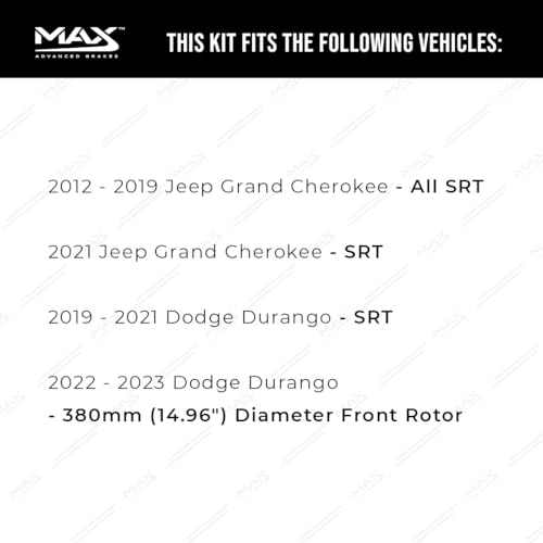 Image of Max Advanced Brakes Front Brake Kit Compatible With 2012-2019 2021 Jeep Grand Cherokee Compatible With Dodge Durango Replacement Premium OE Disc Brake Rotors and Ceramic Brake Pads