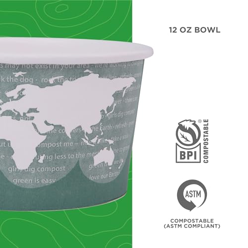 image for ECO PRODUCTS Compostable 12oz Lined Paper Food Bowls, Case of 500, Ren