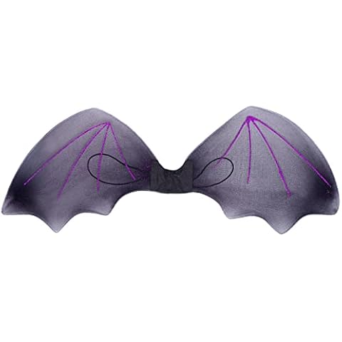 REDSTAR FANCY DRESS Black Bat Wings with Purple Glitter - World Book Day Halloween Bat Costume or Bat Wings Adult, Women, Men, and Kids - Perfect Black Wings for Parties Cover