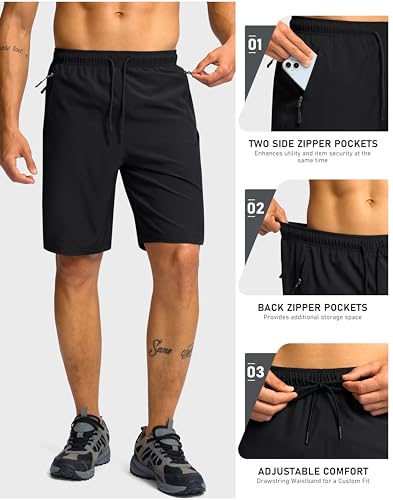 G Gradual Men's Hiking Shorts 7"/9" Lightweight Athletic Shorts for Men Quick Dry Stretch Casual Shorts with 3 Zipper Pockets4