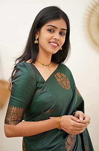 Image of StyleScope Women's Kanjivaram Banarasi Jacquard Silk Saree With Unstitched Blouse Piece (Silk Mix)