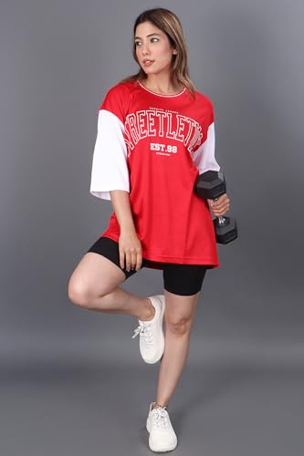 Image of Amazon Brand - INKAST Unisex Oversized T-Shirt | Sportwear | Contrast Sleeves | Drop Shoulder Baggy Fit | Graphic Print | Activewear for Gym,Training & Street Style
