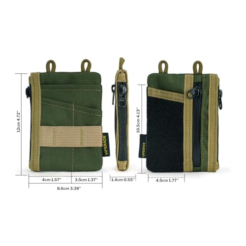 VIPERADE VE18-S Small EDC Pouch, Mini EDC Pocket Organizer for Men, EDC Pocket Organizer Pouch, 3 Slots with 2 Zipper Pockets, EDC Multitool Pouch