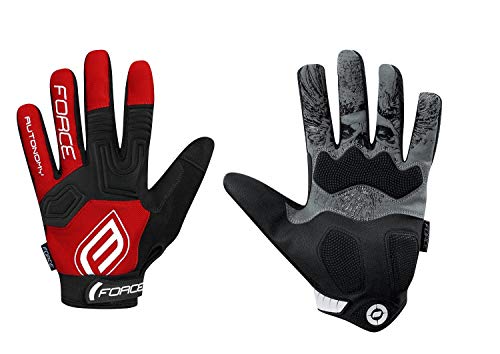 Force Bicicleta Guante Autonomy, Largo Dedo Guantes, Gel Grip Guante, Rojo