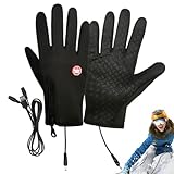 USB ハンドウォーマー、USB 加熱手袋,防水ウィンターグローブミトンフルフィンガーヒータ ーグローブ - タッチスク リーンハン ウォーマ ー、ポータブルUSB加熱ミトン、乗馬、ランニング、スキー用
