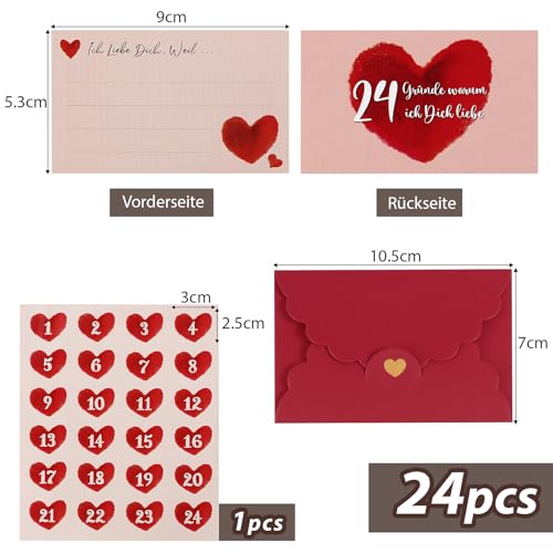 BHGT Adventskalender Karte für Paare 24 Warum Ich Dich Liebe Adventskalender Füllung Weihnachten Geschenke für Ihn Sie Partner Rubbelkarten Liebe Karte Liebesgeschenke für Jahrestag