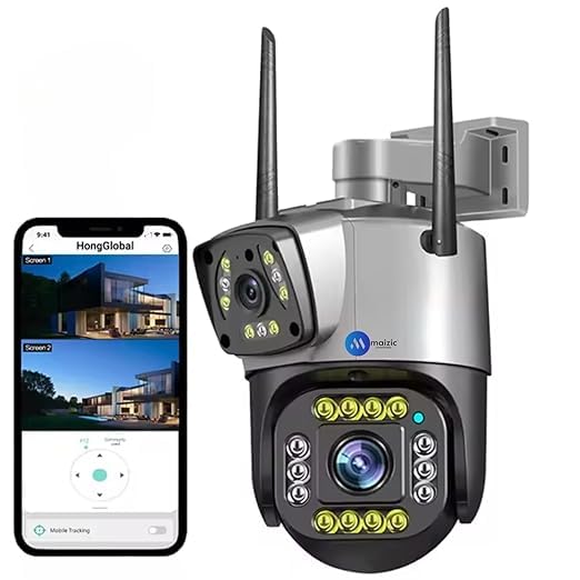 Fabbay 5MP + 5MP Wireless WiFi CCTV Camera Dual Lens/Dual Screen Video Record, Color Night Vision, Bullet+360? PTZ Control, PIR Motion Sensor, IP66 Waterproof-image-48