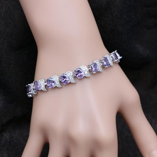 Image of LMXXVJ Fashion Tennis Bracelet Created Emerald White Gold Plated Charm Bracelet Gifts Jewelry for Women