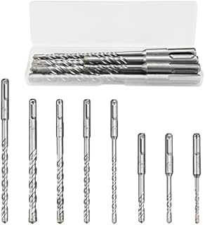 8pcs SDS Plus Electric Hammer Impact Drill Bit Standard Cross Drill Bit Drill Holes Performance Set, for Concrete Masonry Ceramic Tile Stone Metal Wood Plastic (5mm-12mm, Silver)