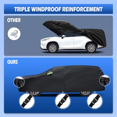 Image of Car Cover Custom Fit for Toyota Highlander 2001-2026, Migaven Waterproof Full Exterior Cover Sun Rain Protection with Door Zipper and Cotton Lining