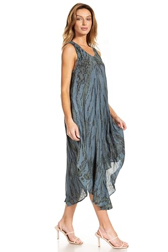 Sakkas Kara Long Draped Sleeveless Marbled Caftan Dress/Cover Up4