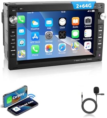 ESSGOO Wireless CarPlay and Android 2+64G Android 15 Car Radio for VW Polo MK3/4 9N Golf 4 Passat B5 T5 Seat Skoda, 7 Inch Touchscreen with Bluetooth FM RDS GPS WiFi