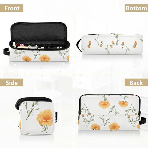 Bolsa de viaje amarilla con flores para herramientas de cabello con tapete resistente al calor para planchas y rizadores miniatura 5