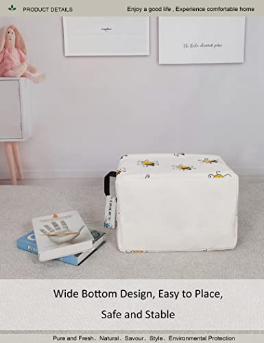 Image of Rectangular Bee Pattern Storage Bin, Decorative Canvas Laundry Basket with Dual Handles, Foldable Toy & Household Organizer, Multipurpose Party Gift Basket for Home Bedroom Dorm(Bee)