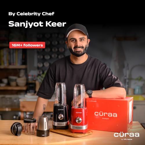 Image of CURAA BlendLab by Chef Sanjyot Keer | Blender Mixer Grinder for Kitchen with Stainless Steel Jar | Dry & Wet Grinding | 100% Copper Motor | Smoothies, Masala, Chutney | 2 Year Warranty (Red)