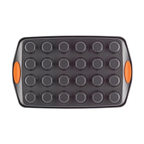 Rachael Ray Yum-O! Nonstick Bakeware 24-Cup Oven Lovin’ Mini Muffin Pan, Gray With Orange Handles #TOP3