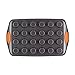 Rachael Ray Yum-o! Nonstick Bakeware 24-Cup Oven Lovin’ Mini Muffin Pan, Gray with Orange Handles