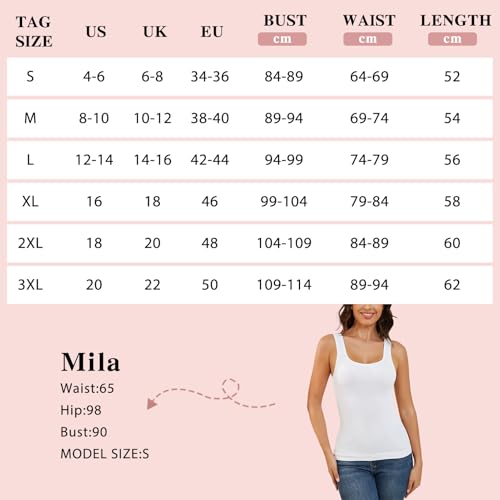 MISS MOLY Shape Unterhemd Damen Bauch Weg Shapewear Nahtloses Formende Tops Für Damen Figurformendes Trägertop Body Shaper Kompressions Tanktop Shirt Camisole(Weiß, L)