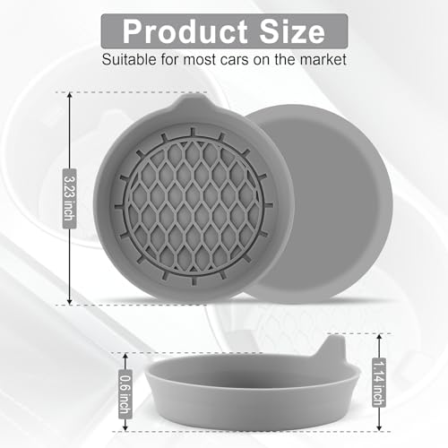 Image of SINGARO Car Cup Holder Coaster, Silicone Cup Holder Insert, Universal Non-Slip Cup Holders, Car Accessories Interior for Women and Man 4 Pack Gray