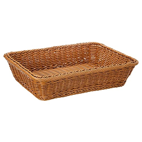 Plateau rectangulaire tissé à la main en rotin pour le pain et les fruits