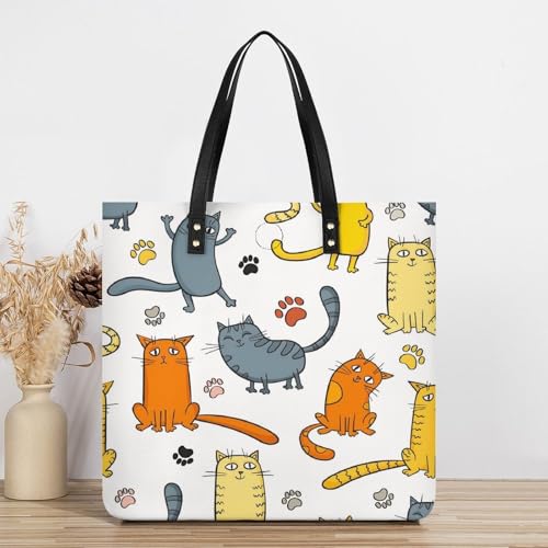 Tote bag chat pour voyage et shopping le grand sac à bandoulière orange