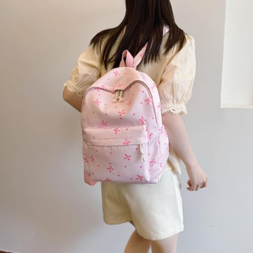 3Pcs Simple Backpack Set with Handbag & Laptop Backpack (Pink)4