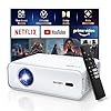 Netflix-Officially Projector, Aurzen Eazze D1 4K Supported Smart Projector with HDR10, DoIby Audio, Auto Focus, WiFi Bluetooth Portable Projecteur for Outdoor, White