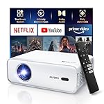 Netflix-Officially Projector, Aurzen Eazze D1 4K Supported Smart Projector with HDR10, DoIby Audio, Auto Focus, WiFi Bluetooth Portable Projecteur for Outdoor, White