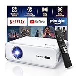 Netflix-Officially Projector, Aurzen Eazze D1 4K Supported Smart Projector with HDR10, DoIby Audio, Auto Focus, WiFi Bluetooth Portable Projecteur for Outdoor, White