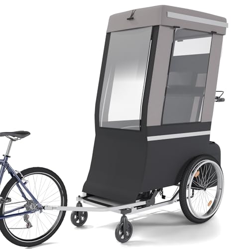 2-in-1 Foldable Adult Bike Trailer, 165-220lbs Capacity, Bicycle Trailer w/Weather