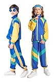 COREWO Boys 80s Tracksuit Kids Hip Hop Costume Top Pants Sets Outfit Retro Dance Sportswear