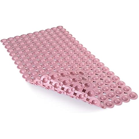 Non Slip Bath Mats for Inside Bath 38x70(15"x27.6") Shower Mats Non Slip Anti Mould Square, TPE Bath Mat for Bathroom with strong suction cup Pink Cover