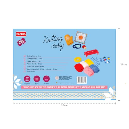 Funskool Handycrafts Knitting Jenny ,Weaving and Knitting Machine , Make scraves, shawls, bags, mufflers , DIY Kit, Ages 7 years and Above, Multicolour