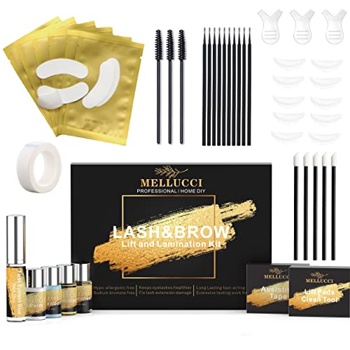 MELLUCCI Brow Lamination Kit and Lash Lift Kit Dual Usage Professional Lash Lifting Tools and Brow Lamination Supplies Instant Lifting & Curling 6-8 Weeks Long Lasting for DIY Use