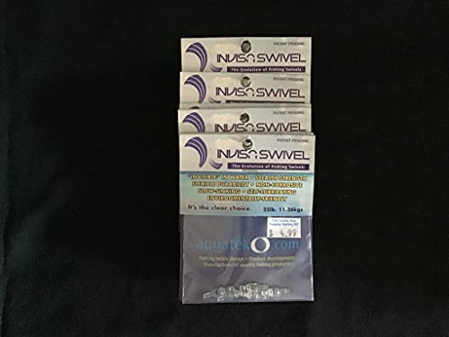 Aquateko InvisaSwivel IN2572C Fishing Swivel, 5-Pack, 25-Pound, Clear