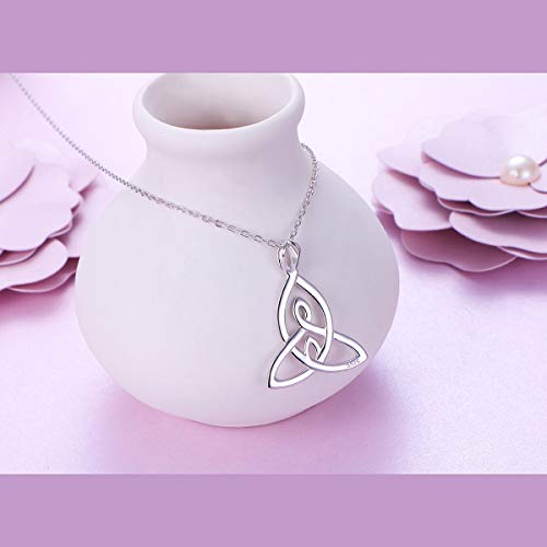 FLYOW 925 Sterling Silver Jewelry Mom Children Pendant Mother Daughters Celtic Knot Necklace for Women Birthday Gift, 16 Inch + 2 Inch (Mother and Two Children Knot Necklace) - Image 5